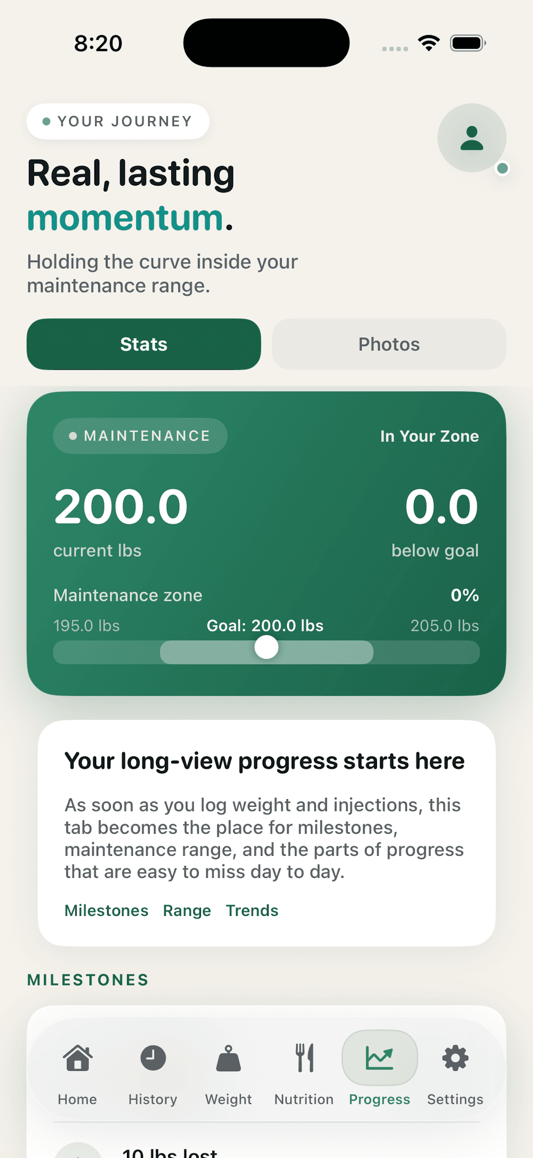 Steady progress screen